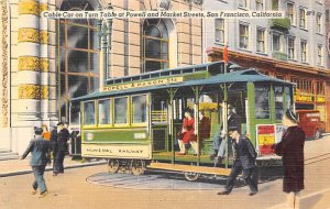 Cable Car on Turn Table at Powell and Market Streets San Francisco, CA., USA ...