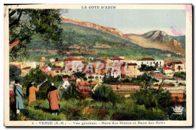 Postcard Old Vence Vue Generale Bau Bau whites and blacks