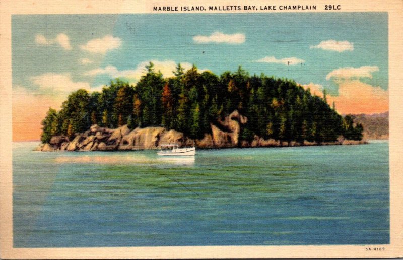 New York Lake Champlain Malletts Bay Marble Island 1940 Curteich