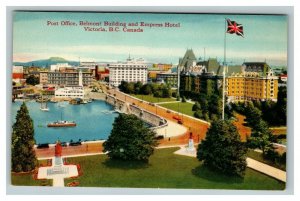 Vintage 1930's Postcard Post Office Belmont Empress Hotel Victoria BC Canada