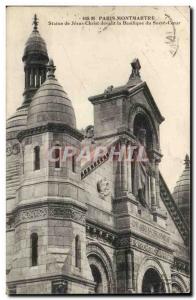 Paris - 14 - Montmartre - Statue of Jesus Christ in front of the Sacre Coeur ...