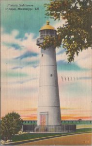 Postcard Historic Lighthouse Biloxi Mississippi MS 1953