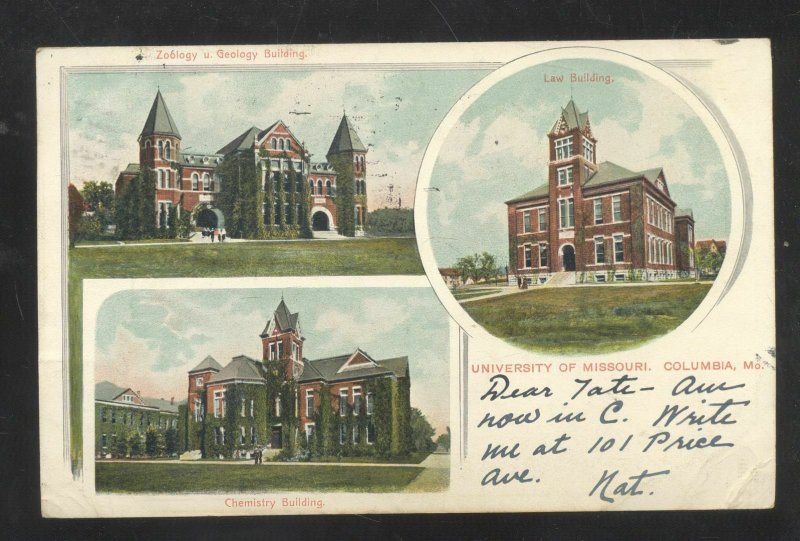 UNIVERSITY OF MISSOURI COLUMBIA MO. 1906 MULTI VIEW VINTGAE POSTCARD 1906