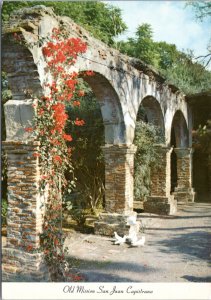 Postcard CA San Juan - Old Mission San Juan Capistrano - arches with doves