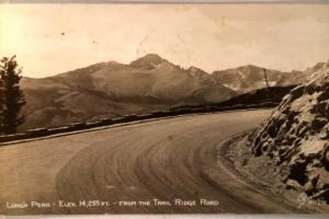 1945 rppc LONG'S PEAK ON TRAIL RIDGE ROAD near Longmont Colorado CO v0460