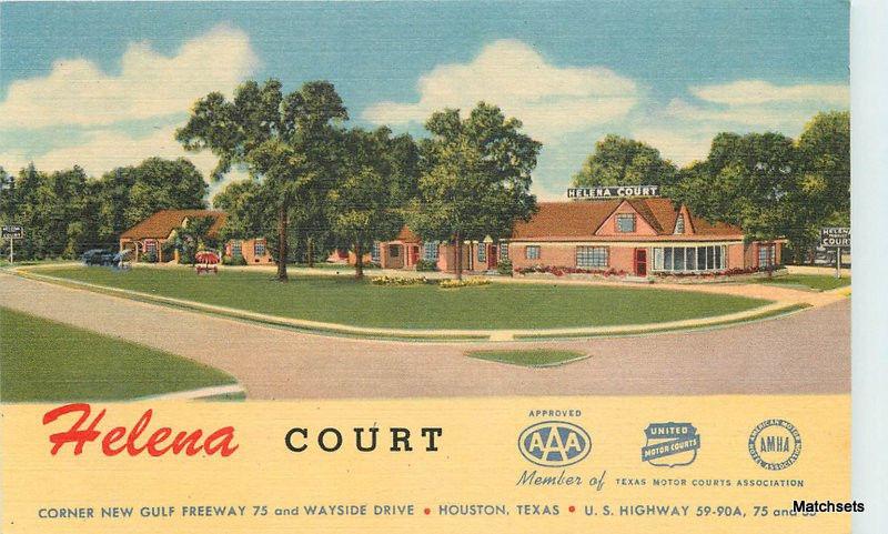 1940's Curt Teich HOUSTON TEXAS Helena Court postcard 10091 Linen