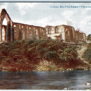 c1910s Bolton, England Abbey Ruins River Gothic Arches Overgrown Banks A358