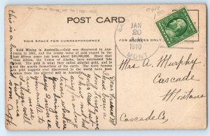 1910 Gold Mining In Australia Saint Peter Montana MT DPO (1885-1938) Postcard