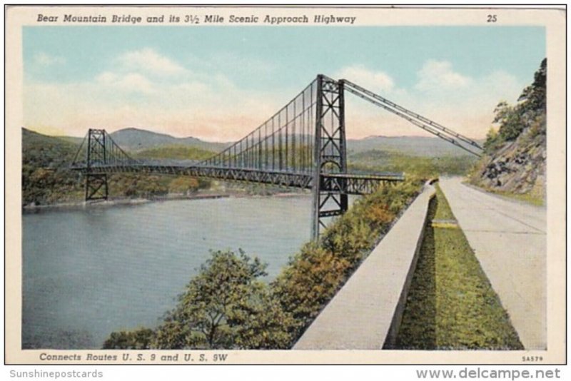 New York Bear Mountain Bridge and Its 3 1/2 Mile Scenic Approach Highway