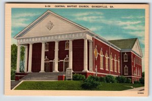 Central Baptist Church Gainesville Georgia Postcard Unposted Linen Unposted