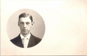 RPPC Young Man Christ Erickson Kindred, North Dakota Real Photo Postcard