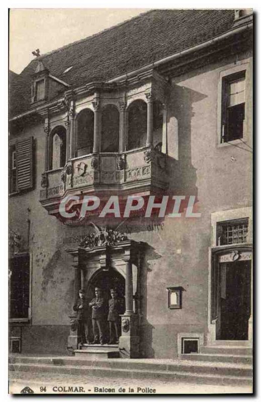 Old Postcard Colmar Balcony Police