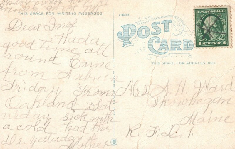 Vintage Postcard 1920's Lumber Camp in the Maine Woods ME Men in Front