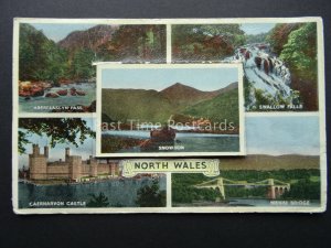 Caernarvonshire NORTH WALES Novelty Pull-out - Old Postcard by Dennis