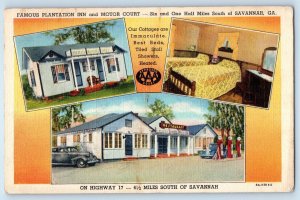 1941 Savannah Georgia GA Vintage Postcard Plantation Inn Motor Court Multiview