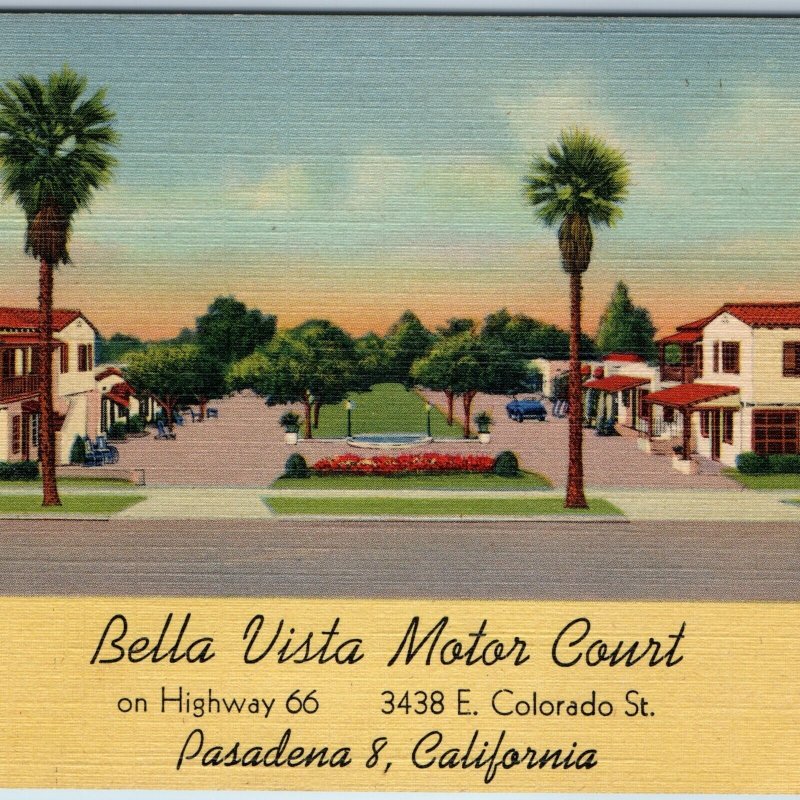 c1950s Pasadena, Cali Bella Vista Motor Court Karbiner w/ 1c Unposted Stamp A216