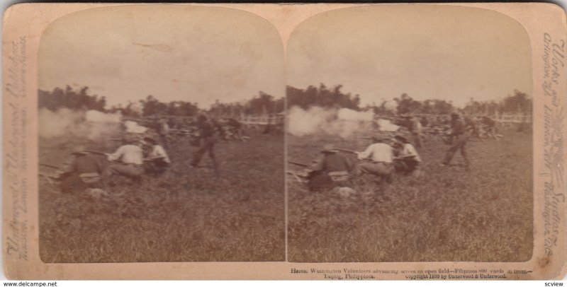 SV: Taquig , Philippines Islands , 1899 ; Washington Volunteers advancing acr...