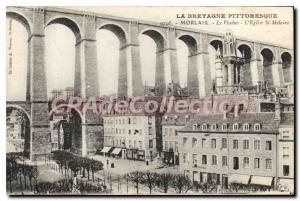 Postcard Old Picturesque Brittany Morlaix Viaduct Church St Melaine