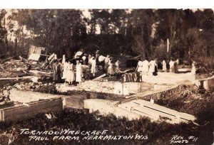 Milton Wisconsin Paul Farm Tornado Disaster Real Photo Postcard AA89646