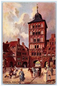 c1910 Burgtor Luebeck Germany Unposted Antique Oilette Tuck Art Postcard 