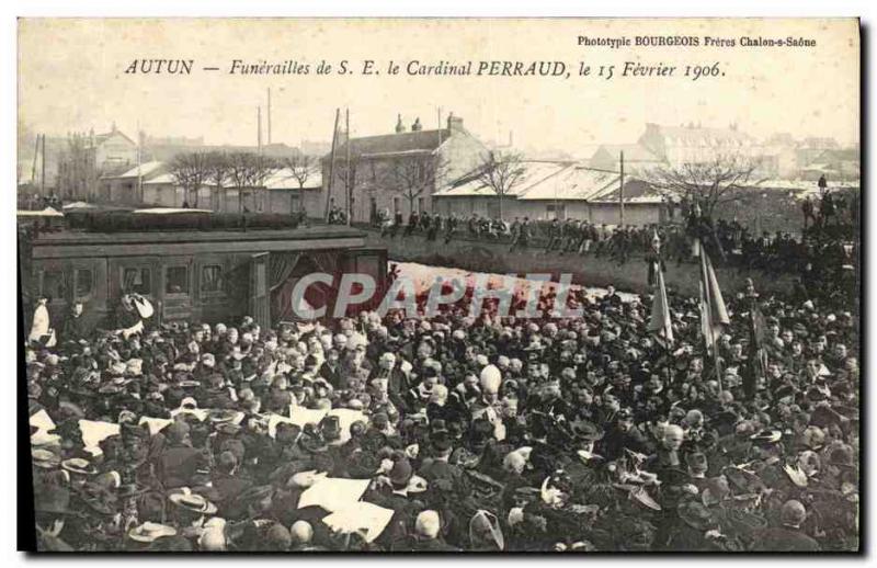 Postcard Old Death Funerals SE of Cardinal Perraud Autun