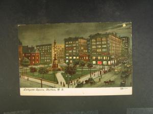 Buffalo NY Night Trolley St Scene c1910 Postcard