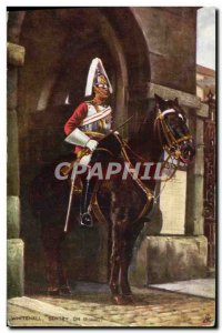 Postcard Old Army Whitehall Sentry on guard Jumper Horse