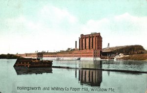 Vintage Postcard 1909 Hollingsworth And Whitney Co. Paper Mill Winslow Maine ME