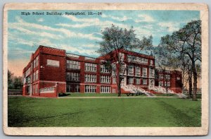 Springfield Illinois 1925 Postcard High School Building