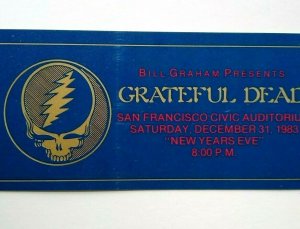 Grateful Dead Concert Ticket Non Numbered Rare Original Unused 1983 Jerry Garcia