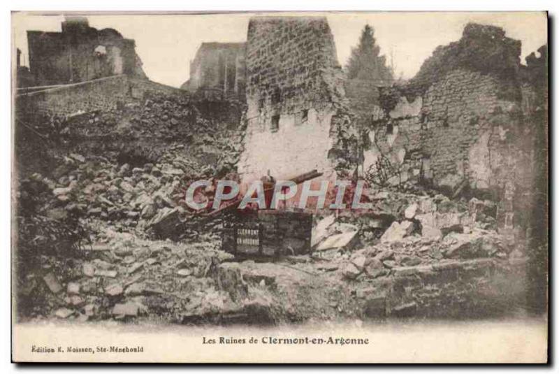 Old Postcard From The Ruins Clermont En Argonne Army