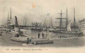 Navigation & sailing themed old postcard Le Havre Eure harbor schooner cargoboat