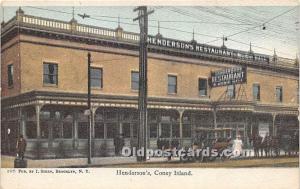 Henderson's Restaurant Music Hall Coney Island NY, USA Amusement Park Unused 