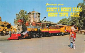 GHOST TOWN CA-KNOTTS BERRY FARM-RAILROAD TRAIN & INDIAN CHIEF~1968 PSMK POSTCARD