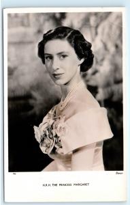 *Princess Margaret Floral Off Shoulder Dress Pearl Necklace Vintage Postcard C86