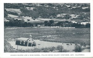 USA - Church Shaped Like A Wine Barrel Italian Swiss Colony Vineyards 04.12