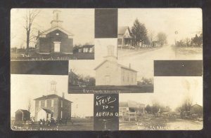 RPPC ADRIAN OHIO DOWNTOWN SCHOOL CHURCH MULTI VIEW REAL PHOTO POSTCARD