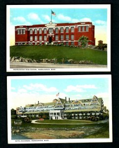 M37 Marblehead,2 pcs. Full Front Views of High School and Hotel Rockmere Unused