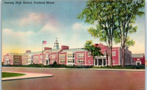 1940s Deering High School Portland ME Postcard