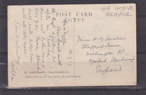 EGYPT, ALEXANDRIA, MOHAMED ALY PLACE, TRAM, 1917 GB OAS ppc.