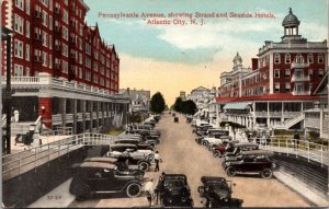 Postcard Pennsylvania Avenue, Strand and Seaside Hotels Atlantic City New Jersey