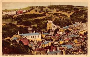 OLD HASTINGS UK-VIEWED FROM WEST HILL POSTCARD