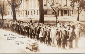 Columbus OH Brotherhood of Railroad Trainmen Going To Church 1909 Postcard F81