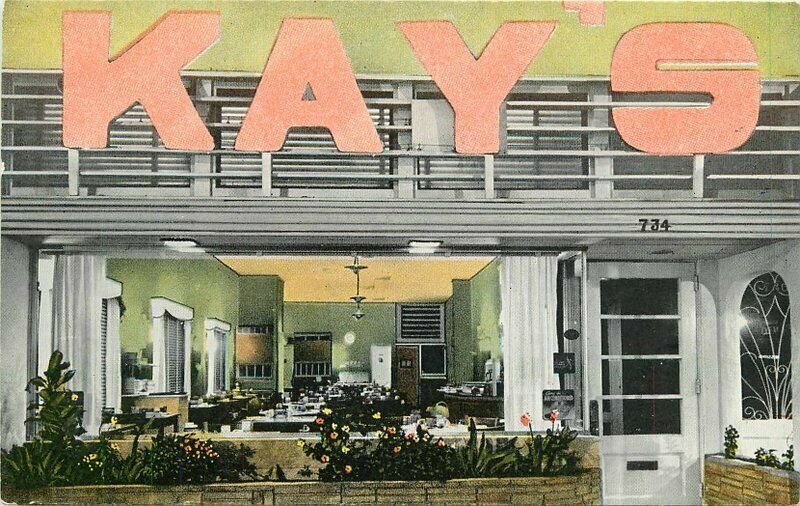 Daytona Beach Florida Kay's Restaurant roadside Postcard Kropp linen 20-13289