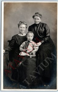 c1910s Lovely Young Mother & Little Boy RPPC Grandma Rotten Teeth Smile Vtg A192