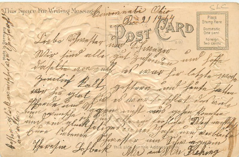 Embossed Christmas Silk Applique Robe Santa Claus On Rocking Horse American Flag