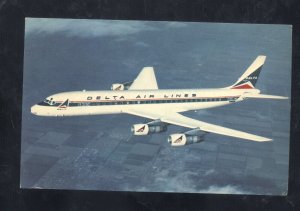 DELTA AIRLINES DOUGLAS DC-8 FANJET AIRPLANE VINTAGE ADVERTISING POSTCARD