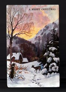 1908 Christmas Scene Picture Postcard Hagerstown MD!