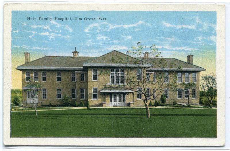 Holy Family Hospital Elm Grove Wisconsin 1920s postcard