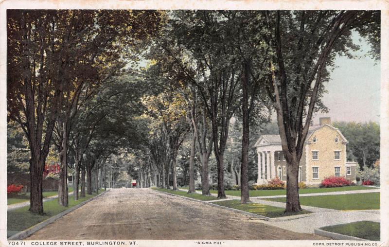 College Street, Burlington, Vermont, early postcard, Used in 1913